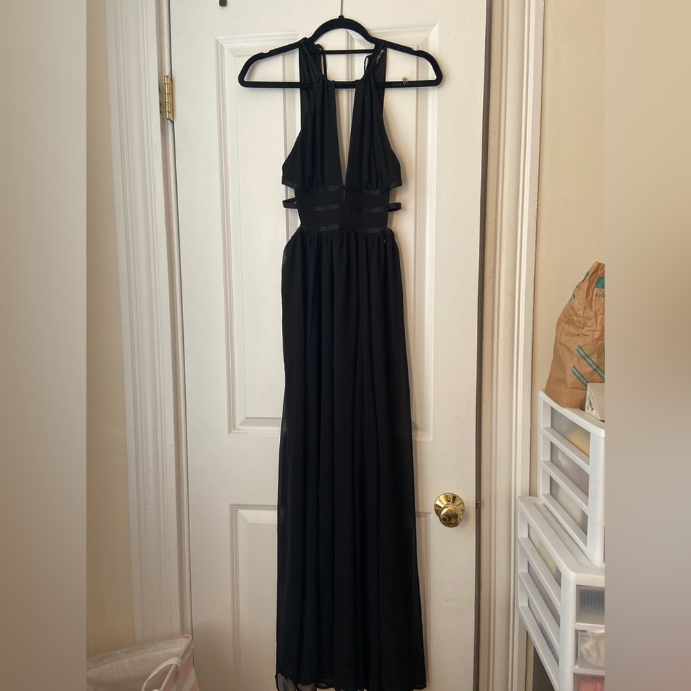 Express chiffon black maxi cut-out dress